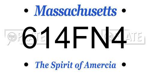 614FN4 Massachusetts License Plate