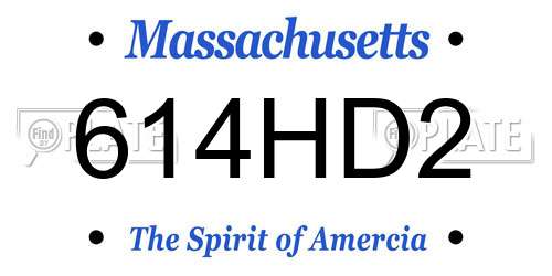 614HD2 Massachusetts License Plate