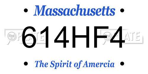614HF4 Massachusetts License Plate