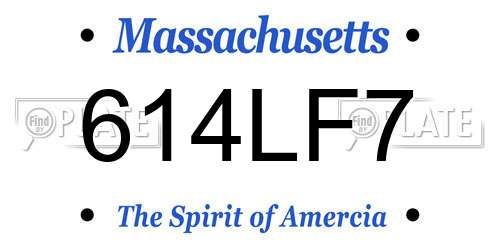 614LF7 Massachusetts License Plate