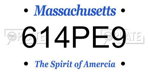 614PE9 Massachusetts License Plate