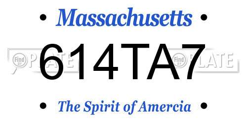 614TA7 Massachusetts License Plate