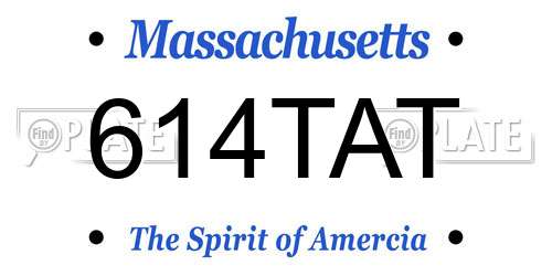 614TAT Massachusetts License Plate