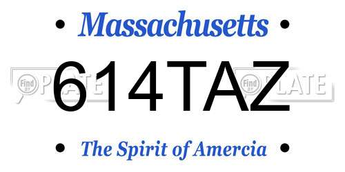 614TAZ Massachusetts License Plate