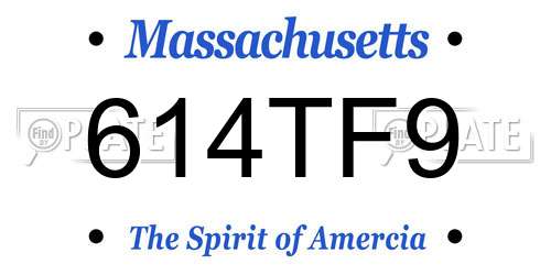 614TF9 Massachusetts License Plate