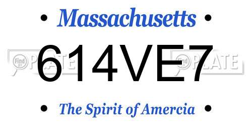 614VE7 Massachusetts License Plate