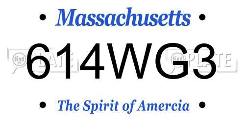 614WG3 Massachusetts License Plate