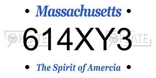 614XY3 Massachusetts License Plate