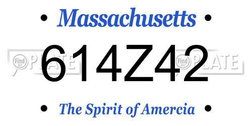 614Z42 Massachusetts License Plate
