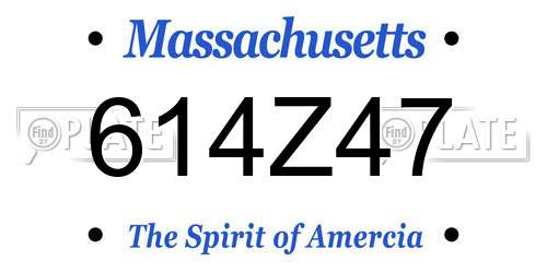 614Z47 Massachusetts License Plate