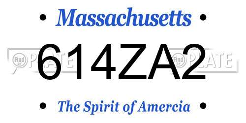 614ZA2 Massachusetts License Plate
