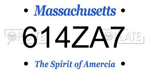 614ZA7 Massachusetts License Plate