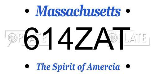 614ZAT Massachusetts License Plate