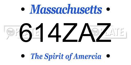 614ZAZ Massachusetts License Plate