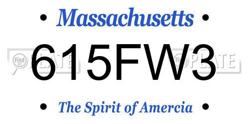 615FW3 Massachusetts License Plate