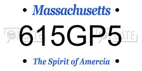 615GP5 Massachusetts License Plate