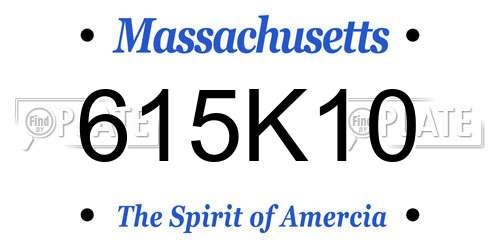 615K10 Massachusetts License Plate