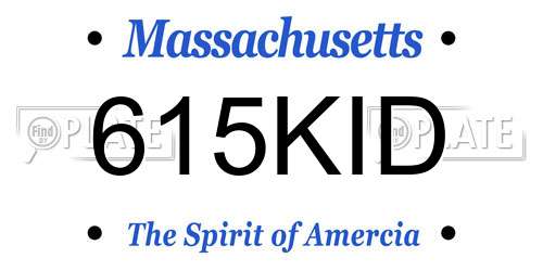 615KID Massachusetts License Plate