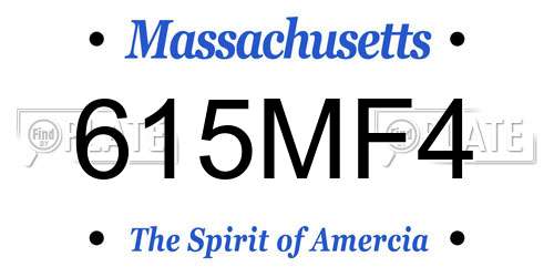 615MF4 Massachusetts License Plate