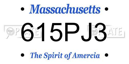 615PJ3 Massachusetts License Plate