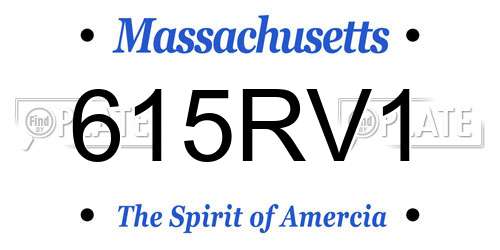 615RV1 Massachusetts License Plate