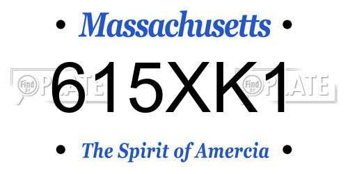 615XK1 Massachusetts License Plate