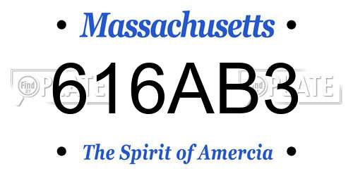 616AB3 Massachusetts License Plate