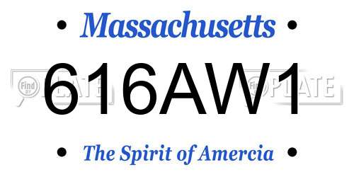 616AW1 Massachusetts License Plate