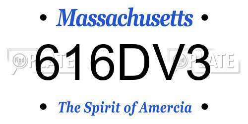 616DV3 Massachusetts License Plate