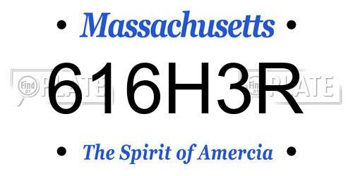 616H3R Massachusetts License Plate