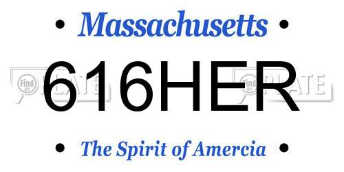 616HER Massachusetts License Plate