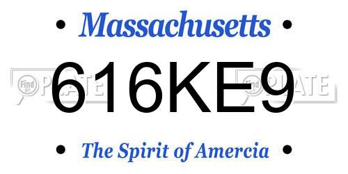 616KE9 Massachusetts License Plate