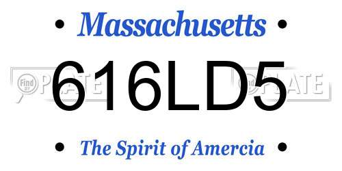 616LD5 Massachusetts License Plate