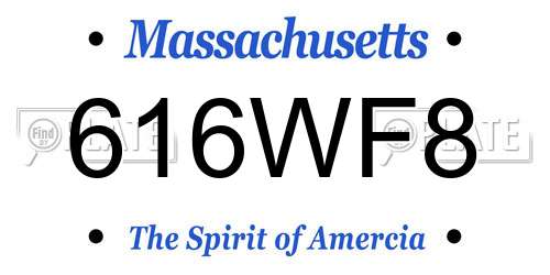 616WF8 Massachusetts License Plate