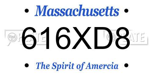 616XD8 Massachusetts License Plate