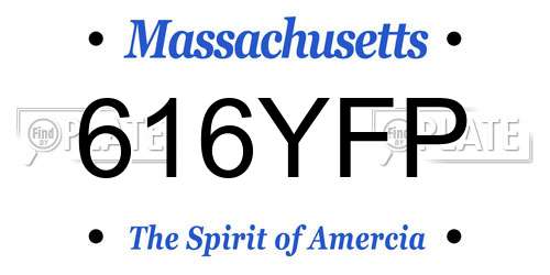 616YFP Massachusetts License Plate