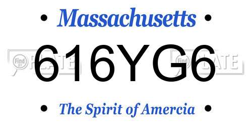 616YG6 Massachusetts License Plate