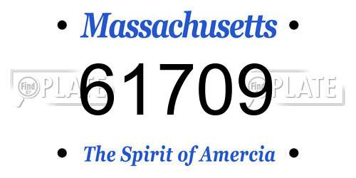 61709 Massachusetts License Plate