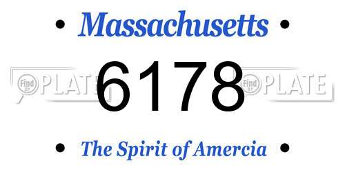 6178 Massachusetts License Plate