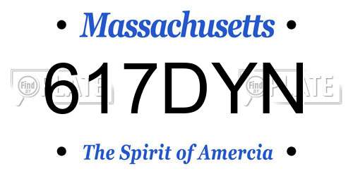 617DYN Massachusetts License Plate