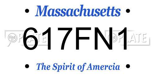 617FN1 Massachusetts License Plate