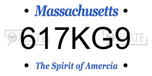 617KG9 Massachusetts License Plate
