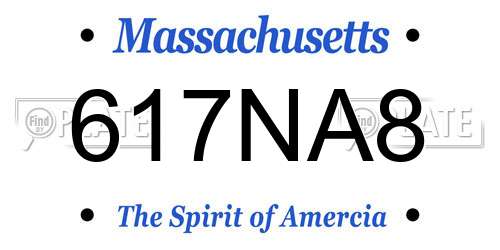 617NA8 Massachusetts License Plate