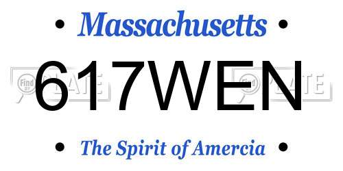 617WEN Massachusetts License Plate