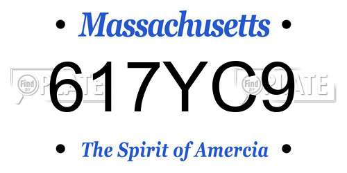 617YC9 Massachusetts License Plate