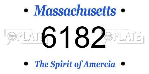 6182 Massachusetts License Plate