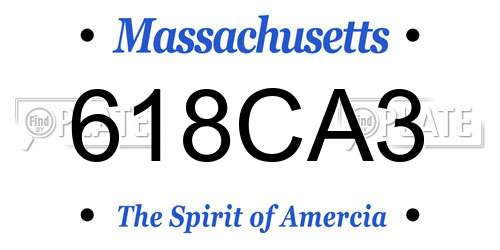 618CA3 Massachusetts License Plate