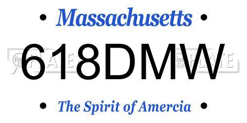618DMW Massachusetts License Plate