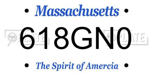 618GN0 Massachusetts License Plate