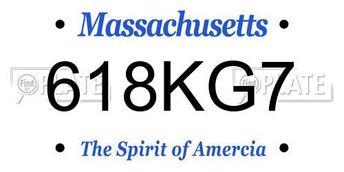 618KG7 Massachusetts License Plate